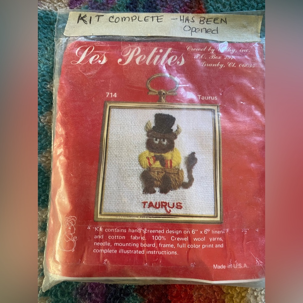 VTG Taurus Astrology mini Cross stitch!